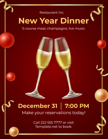 Free Red and Gold New Year Flyer Design Template to Edit Online