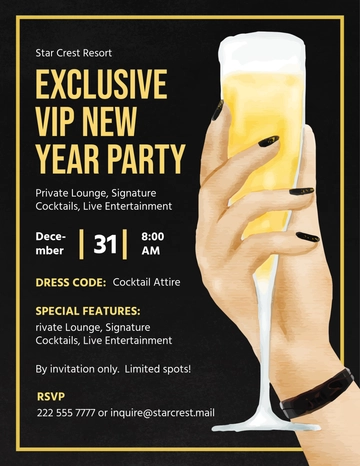Free VIP New Year Party Flyer Template to Edit Online