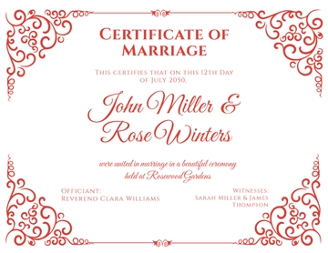 Free Romantic Printable Marriage Certificate Template to Edit Online