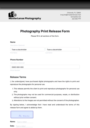 Free Photography Print Release Form Template to Edit Online Free Photography Print Release Form Template to Edit Online