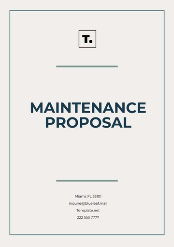 Free Maintenance Proposal Template to Edit Online