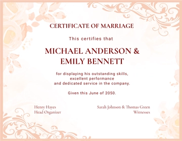 Free Beautiful Marriage Certificate Template to Edit Online