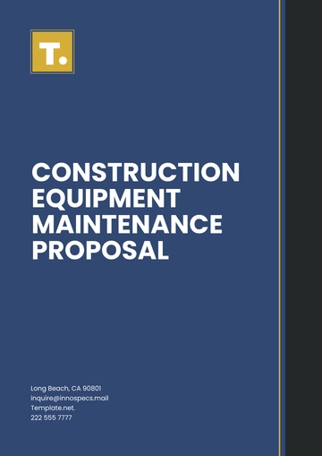 Free Construction Equipment Maintenance Proposal Template to Edit Online