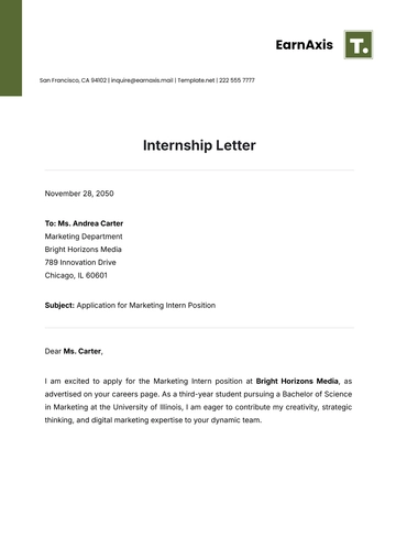 Free Internship Letter Template to Edit Online