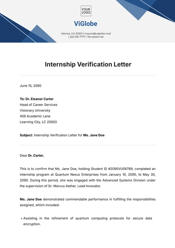 Free Internship Verification Letter Template to Edit Online