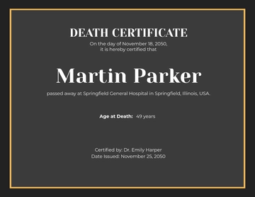 Free Death Certificate Template to Edit Online