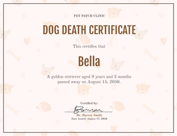 Free Dog Death Certificate Template to Edit Online
