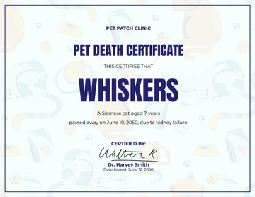 Free Pet Death Certificate Template to Edit Online