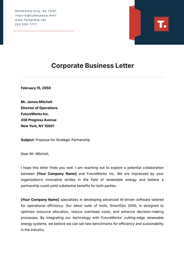 Free Corporate Business Letter Template to Edit Online
