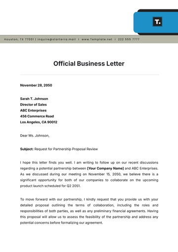Free Official Business Letter Template to Edit Online