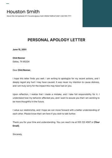 Free Personal Apology Letter Template to Edit Online