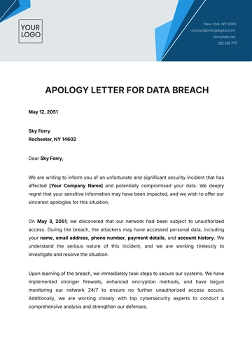 Free Apology Letter for Data Breach Template to Edit Online