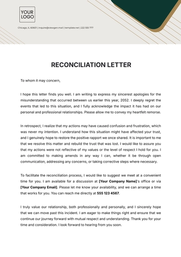 Free Reconciliation Letter Template to Edit Online