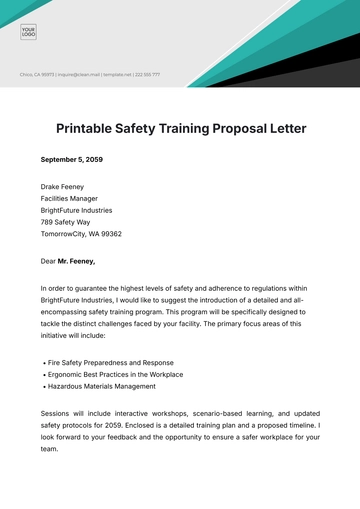 Free Printable Safety Training Proposal Letter Template to Edit Online