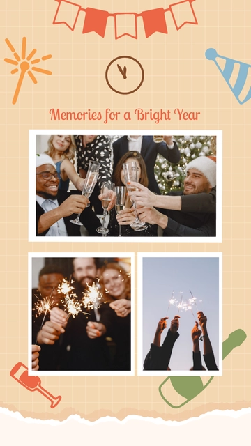 Free Happy New Year Collage Wallpaper Template to Edit Online