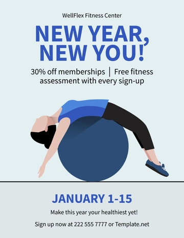 Free Fitness New Year Deals Flyer Template to Edit Online