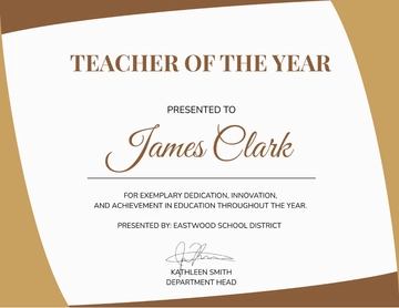Free Teacher of the Year Certificate Template to Edit Online