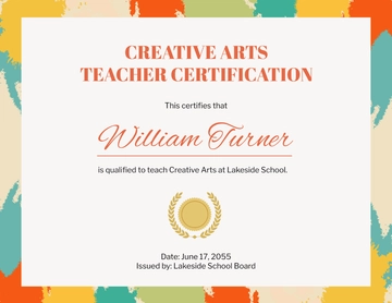Free Creative Art Teacher Certificate Template to Edit Online