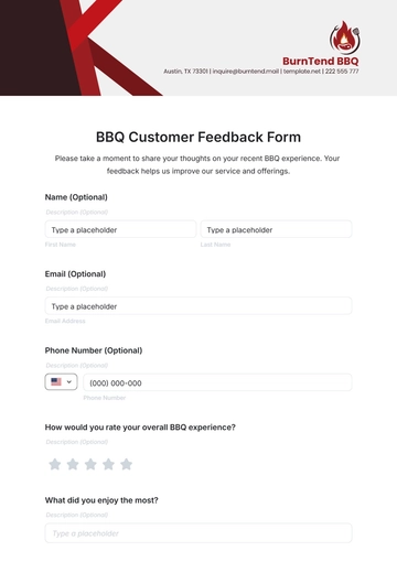 Free BBQ Customer Feedback Form Template to Edit Online