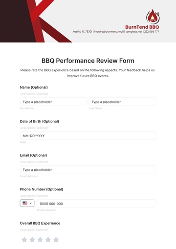 Free BBQ Performance Review Form Template to Edit Online