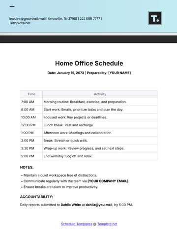 Free Home Office Schedule Template to Edit Online