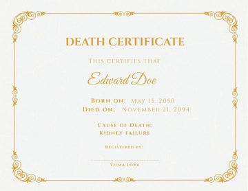 Free Vintage Death Certificate Template to Edit Online