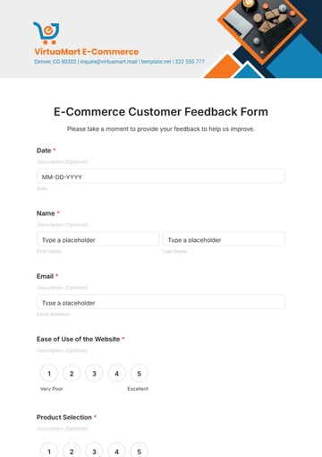 Free E-Commerce Customer Feedback Form Template to Edit Online