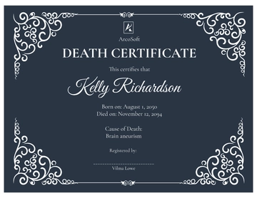 Free High Resolution Death Certificate Template to Edit Online
