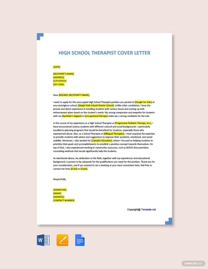 High School Therapist Cover Letter