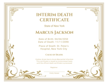 Free Interim Death Certificate Template to Edit Online
