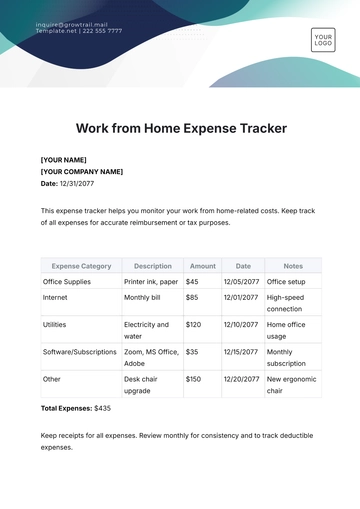 Free Work from Home Expense Tracker Template to Edit Online