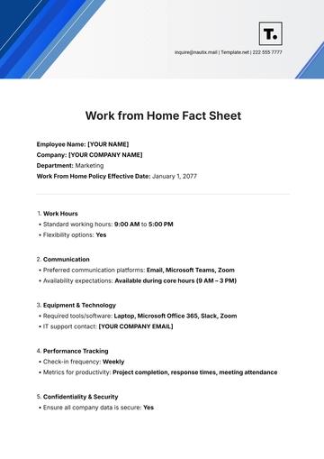 Free Work from Home Fact Sheet Template to Edit Online