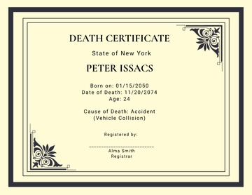 Free Fake Death Certificate Design Template to Edit Online
