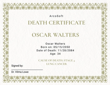 Free Editable Death Certificate Template to Edit Online