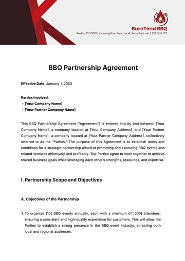 Free BBQ Partnership Agreement Template to Edit Online