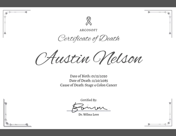 Free Online Death Certificate Template to Edit Online
