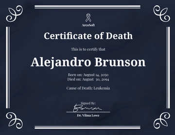 Free Customizable Death Certificate Template to Edit Online