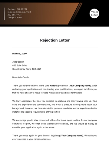 Free Rejection Letter Template to Edit Online