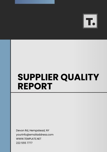 Free Supplier Quality Report Template to Edit Online
