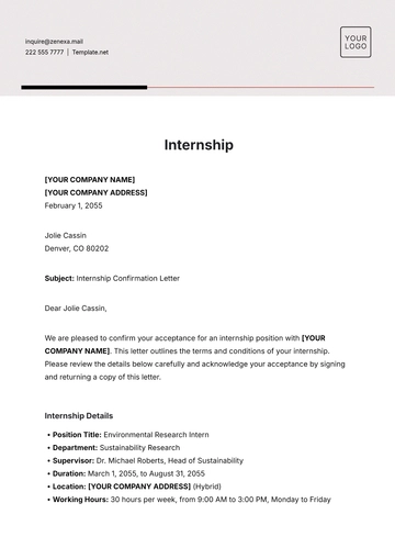 Free Internship Template to Edit Online