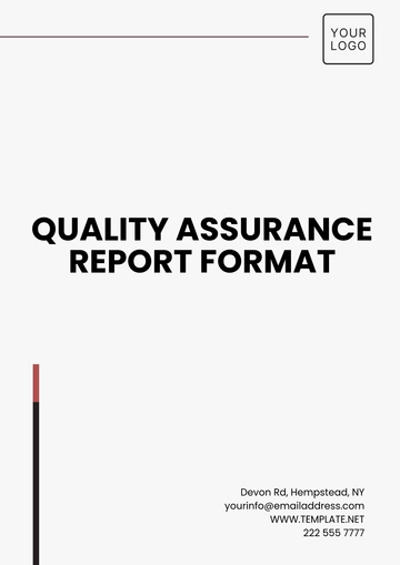 Free Quality Assurance Report  Format Template to Edit Online