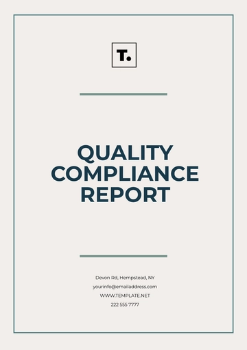 Free Quality Compliance Report Template to Edit Online