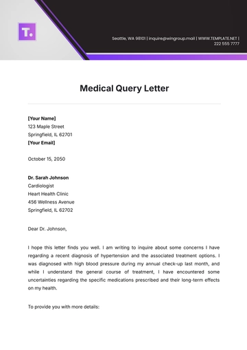 Free Medical Query Letter Template to Edit Online