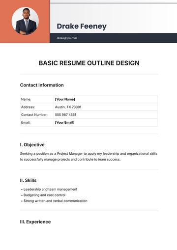 Free Basic Resume Outline Design Template to Edit Online