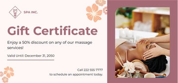 Free Spa Massage Gift Certificate Template to Edit Online