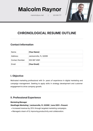Free Chronological Resume Outline Template to Edit Online
