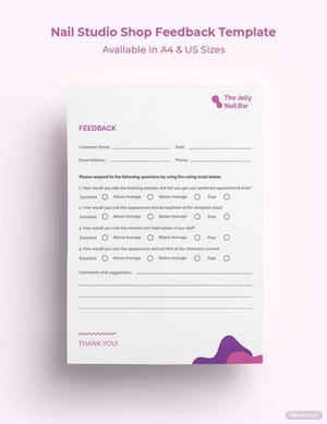 Nail Studio Shop Feedback Form Template