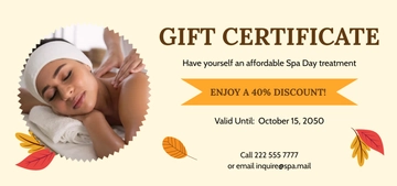 Free Spa Day Gift Certificate Template to Edit Online