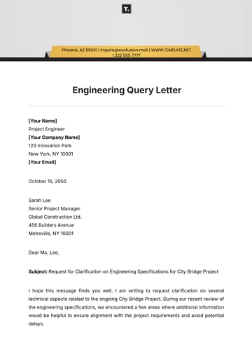 Free Engineering Query Letter Template to Edit Online