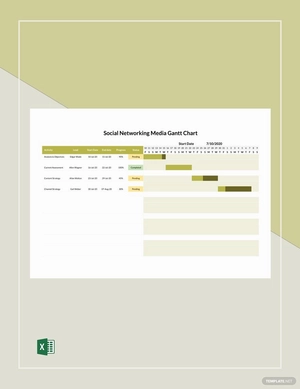 Social Networking Media Gantt Chart Template
